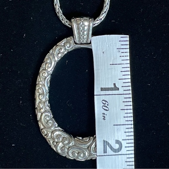 Vintage Timeless Brighton Large Silvertone Oval Pendant Necklace 16" -18" Long - Picture 8 of 9